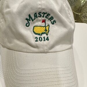 Masters White Hat with Yellow Logo and Green Embroidery